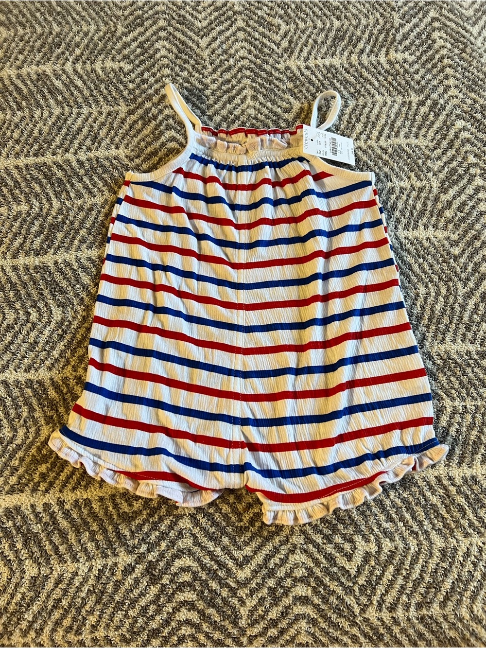 Crewcuts Red, Navy & Cream Striped Baby Romper